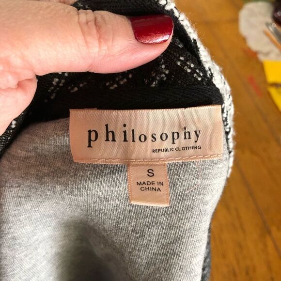 Anthropologie Philosophy Draped Open Woven Cardigan Elbow Patches - S - Picture 13 of 13